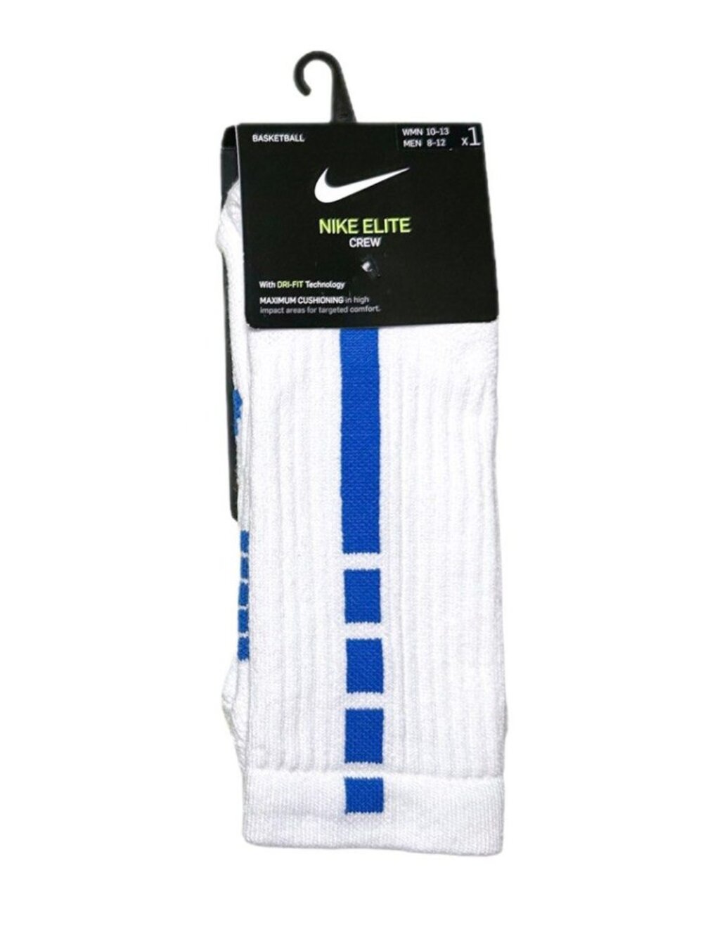 Nike Elite 2.0 Basketball Crew Dri-Fit Socks - White/Royal